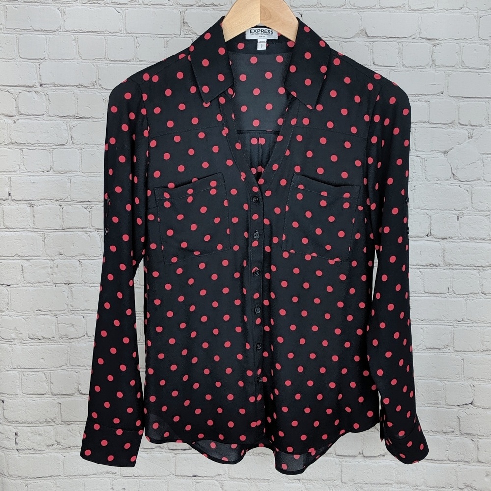 Express Portofino Slim Fit Button Down Blouse